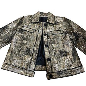 Womens Gold And Paisley Structured Jacket